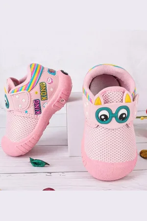 BAESD Kids Textured Round Toe Lightweight Mesh Musical Slip-On Sneakers