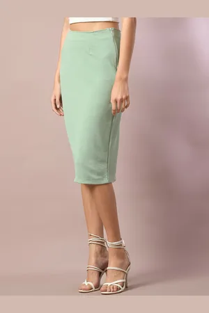 DressBerry Sea Green Mid Rise Straight Skirt