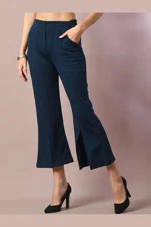 DressBerry Women Comfort Mid-Rise Flared Wrinkle Free Bootcut Trousers