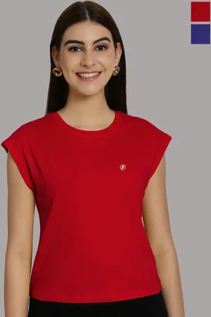 Friskers Women Red 2 Applique T-shirt