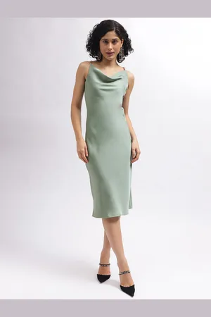 CENTRESTAGE Cowl Neck Shoulder Straps A-Line Dress