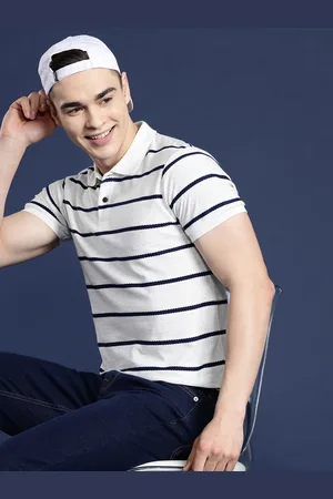 Mast & Harbour Men Striped Polo Collar T-shirt