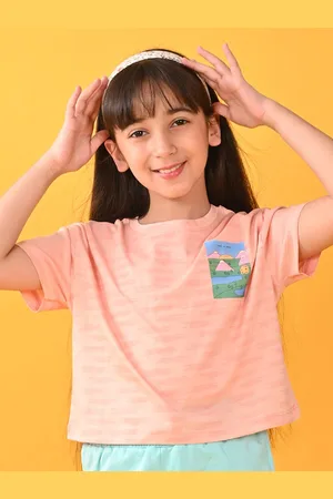 Anthrilo Girls SS24 Graphic Printed Round Neck Short Sleeves Pure Cotton T-shirt