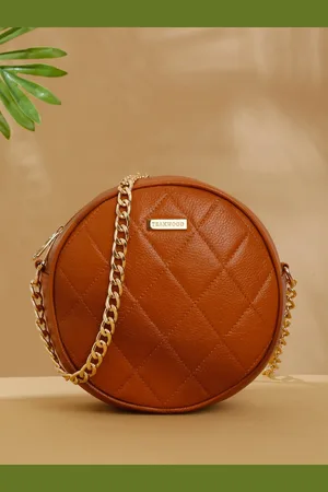 Teakwood Leathers Textured Leather Half Moon Sling Bag with Quilted