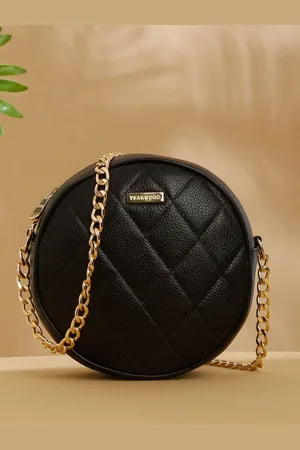 Teakwood Leathers Textured Leather Half Moon Sling Bag with Quilted
