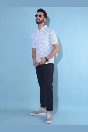 Crimsoune Club Geometric Printed Polo Collar Slim Fit T-shirt