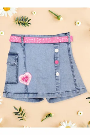 CUTECUMBER Girls Embellished Denim Skorts