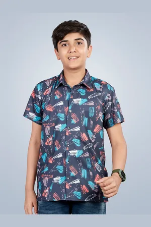 Lil Peacock Boys Abstract Printed Casual Shirt