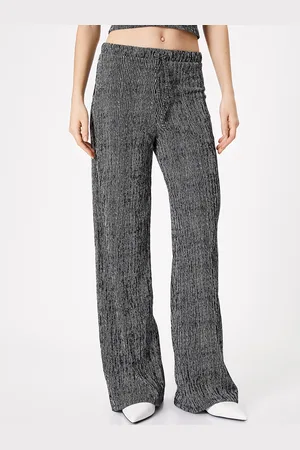 Koton Women Striped Flared Parallel Trousers