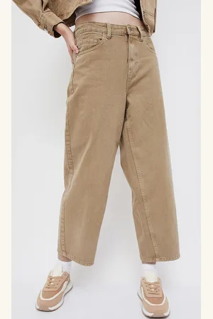 Lifestyle Women Clean Look Wide Leg Cotton Jeans