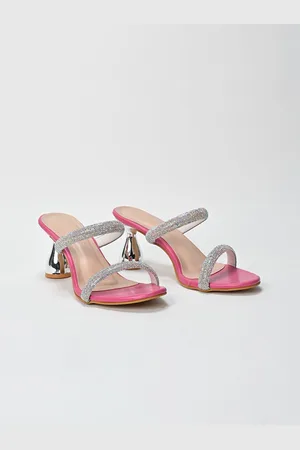 Scentra Embellished Open Toe Block Heels