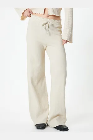 Koton Women Flared Pure Cotton Parallel Trousers