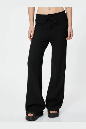 Koton Women Flared Pure Cotton Parallel Trousers