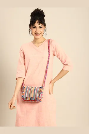 Sangria Striped Structured Cotton Sling Bag