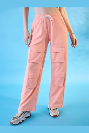 EDRIO Women Cotton Mid Rise Cargo Track Pants