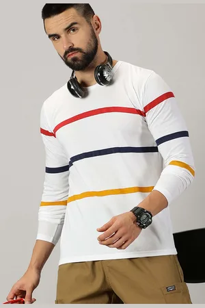 Ausk Striped Round Neck Long Sleeves Regular T-shirt