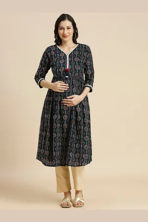 MomToBe Ethnic Motifs Printed Maternity Anarkali Kurta