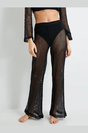 Koton Women Self Design Sheer Flared Trousers