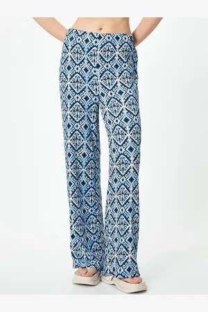 Koton Women Geometric Printed Flared Parallel Trousers