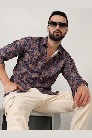 Campus Purple Classic Ethnic Motifs Printed Spread Collar Casual Shirt