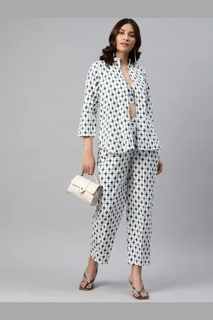 BUTA BUTI Geometric Printed Pure Cotton Tunic & Top with Trousers