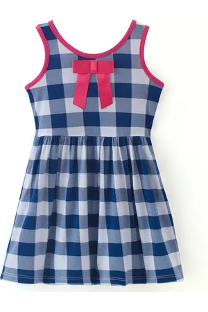 CrayonFlakes Girls Checkered Printed Sleeveless Fit & Flare Dress
