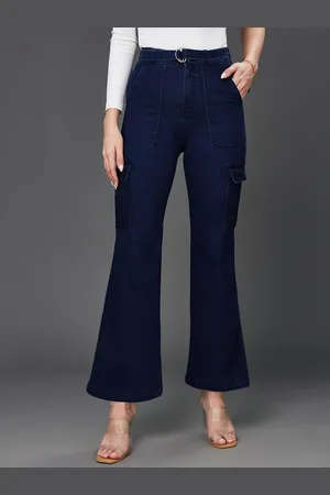 BAESD Women Wide Leg High-Rise Stretchable Cargo Jeans