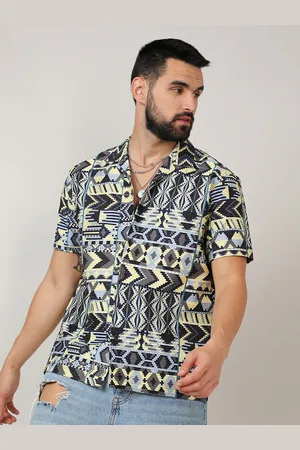 Campus Yellow Classic Ethnic Motifs Printed Cuban Collar Casual Shirt