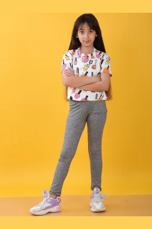 Anthrilo Girls Printed Pure Cotton T-shirt With Leggings