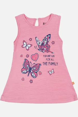 BodyCare Girls Graphic Printed Sleeveless Cotton A-Line Dress