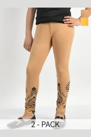 BAESD Girls Pack Of 2 Printed Cotton Ankle Length Leggings