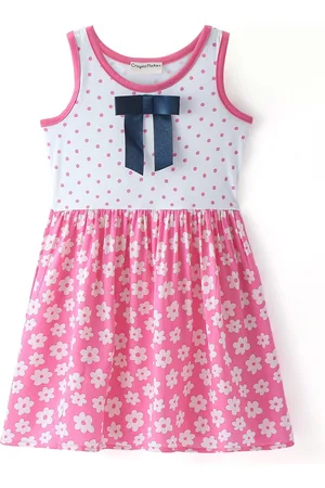 CrayonFlakes Girls Floral Printed Round Neck Fit & Flare Dress
