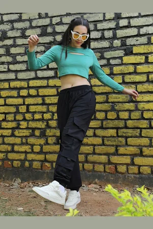 Campus High Neck Long Sleeves Cut Out Crop Top