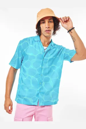 Bewakoof Geometric Printed Cuban Collar Oversized Shirt