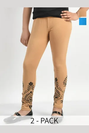 BAESD Girls Pack Of 2 Printed Cotton Ankle Length Leggings
