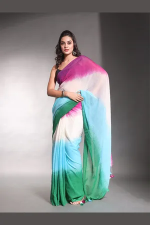 Charukriti Tie and Dye Pure Cotton Holi Saree