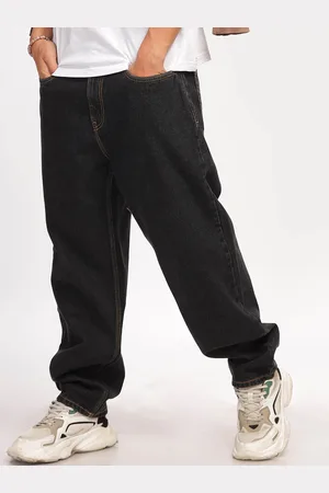HERE&NOW Men Baggy Fit Mid-Rise Loose Relaxed Fit Pure Cotton Jeans