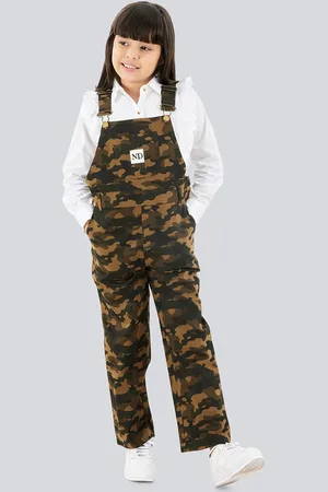 OLELÉ Girls Camouflage Cotton Dungarees
