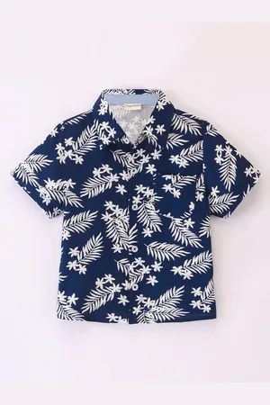 CrayonFlakes Boys Opaque Floral Printed Casual Shirt