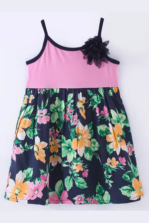 CrayonFlakes Girls Floral Printed Shoulder Straps Fit & Flare Dress