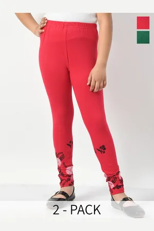 BAESD Girls Pack Of 2 Printed Cotton Ankle Length Leggings