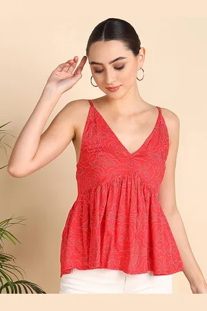 HERE&NOW Floral Printed V-Neck Anarkali Kurti