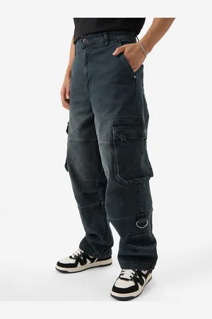 The Souled Store Men Comfrey Utility Grey Relaxed Fit Cargo Stretchable Jeans