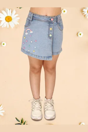 CUTECUMBER Girls Embellished Denim Skorts