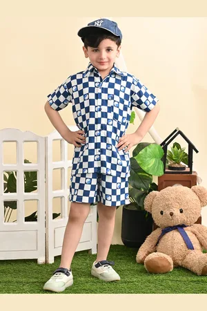 Superminis Boys Checked Shirt Collar With Shorts