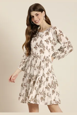 HERE&NOW Floral Printed Puff Sleeve A-Line Dress