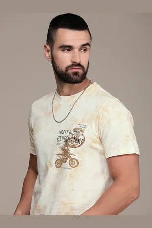 Roadster The Life Co. Printed Tie & Dyed Pure Cotton T-shirt