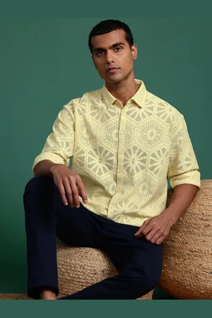 Sangria Knitted Self-Design Semi Sheer Shirt