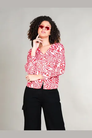Roadster The Lifestyle Co. Red Abstract Printed Shirt Style Top