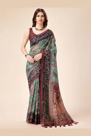 Tasarika Ethnic Motifs Printed Pure Silk Saree with Tassels